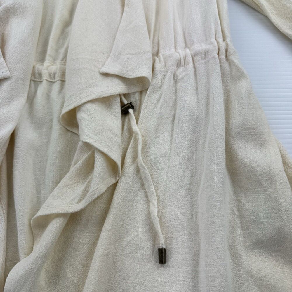 Ruby Rd Ivory Drape Front Cardigan Jacket Linen Blend Boho Size L Minimalist - Picture 9 of 14